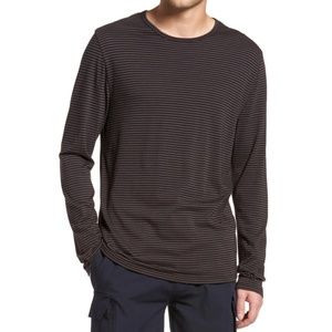 VINCE Feeder Stripe Long Sleeve T-Shirt In Black/ Stone Grey